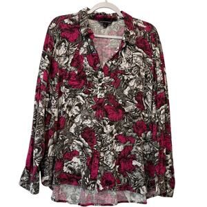 Rock and Revival Women's Size XL Long Sleeve Top Button Down Front Pink Floral